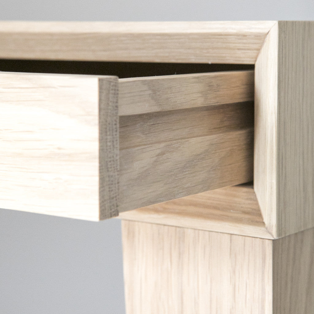 oak desk detail of drawer