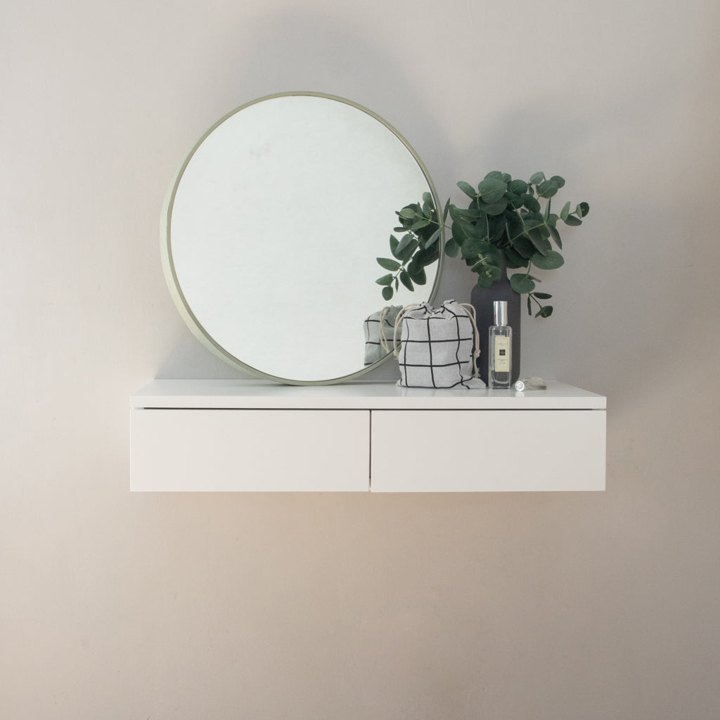 White Modern Dressing Table Set with Mirror makeup table with 2 Hidden  Shelves and Stool - AliExpress