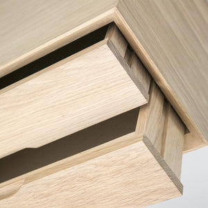 oak double drawer close up drawer out view